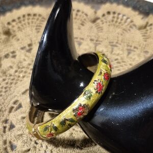 Vintage Floral Enamel Bangle Bracelet